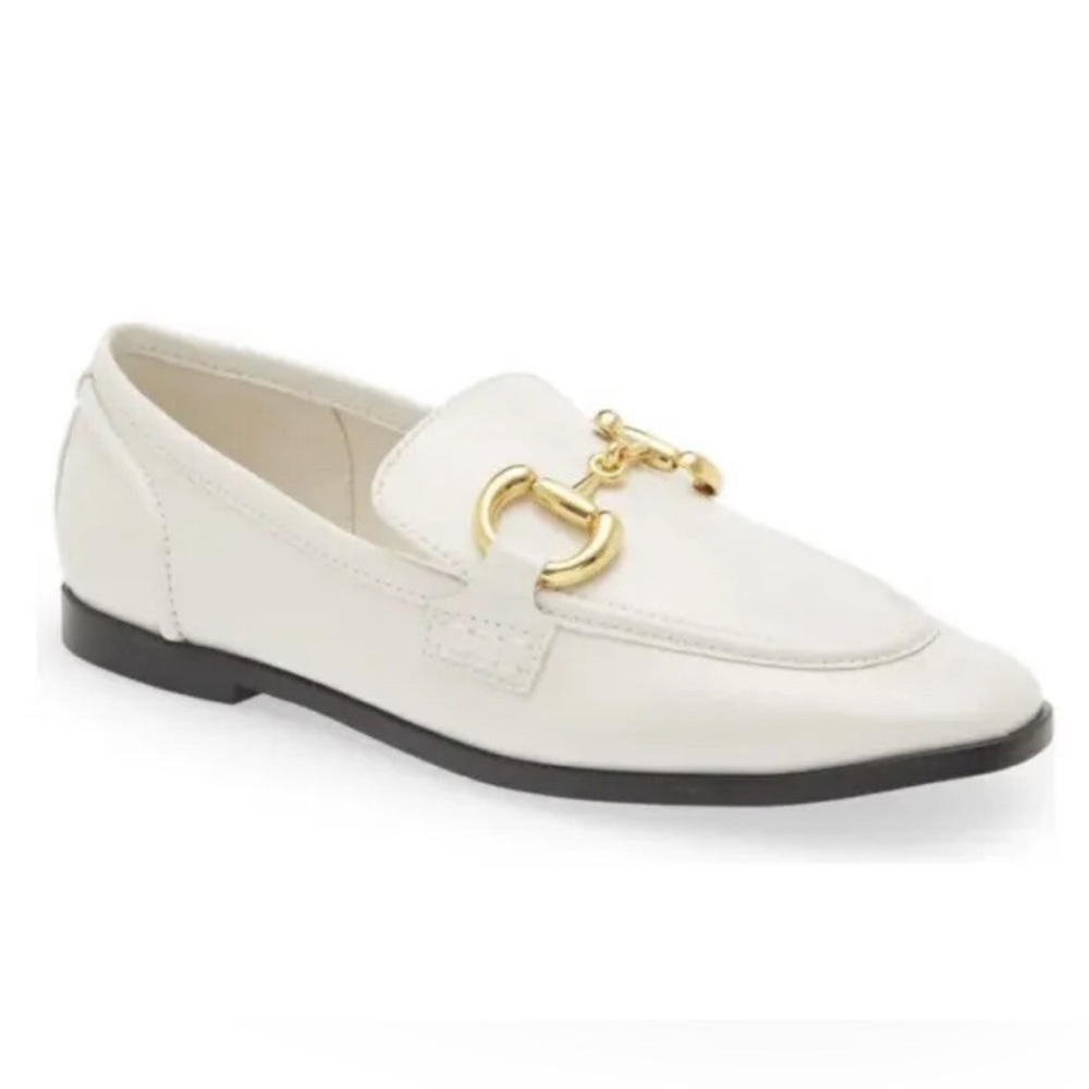 Jeffrey Campbell Velviteen Loafer Women's Size 7 Off White Gold Horse Bit Flats